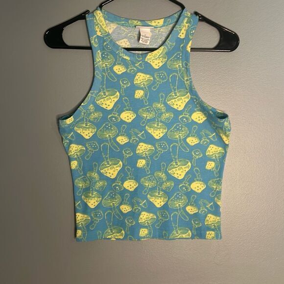 Rue 21 mushroom razorback‎ tank top skater trippy black light - Picture 1 of 5